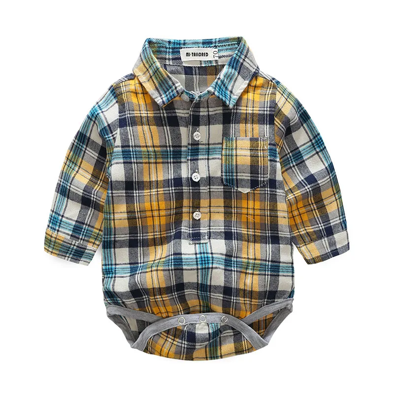 
MJ TAILORED TODDLER BABY INFANT SPREAD COLLAR YELLOW GREEN PLAID FLANNEL SHIRT SET 