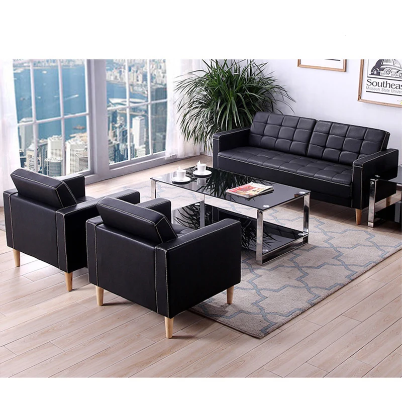 
Modern office furniture design black office sofa set 