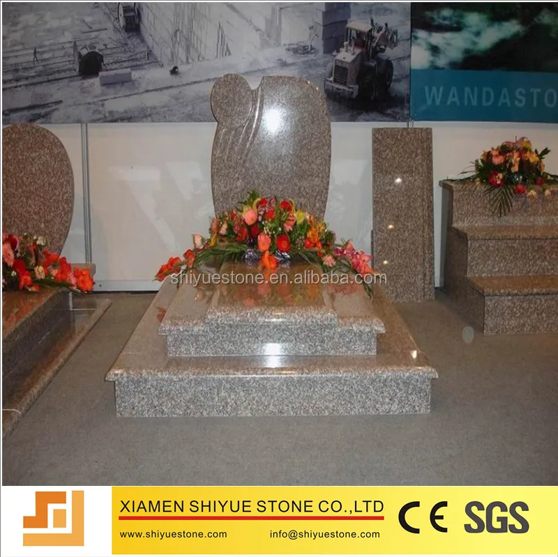 Rose Red Poland Style Granite Gravestone For Sale