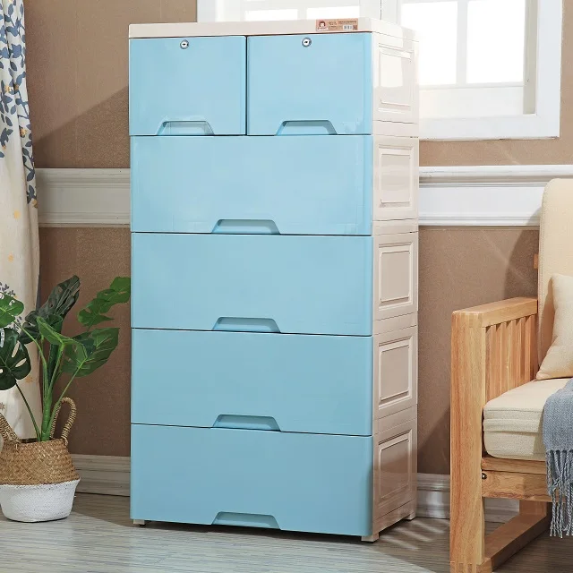 
Extra Large Size Rainbow Panel Baby Plastic Drawer Cabinet 