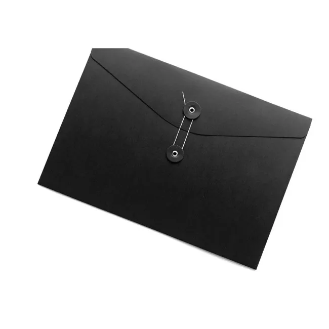 custom logo black cardboard string and button envelopes