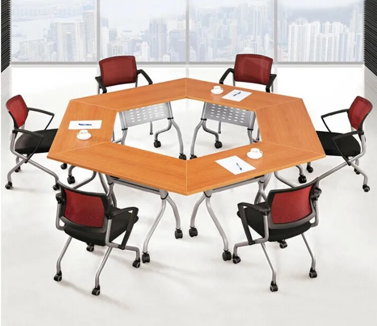 Removeable Office Furniture Conference Room Training Desk Folding Extendable Table With Wheels