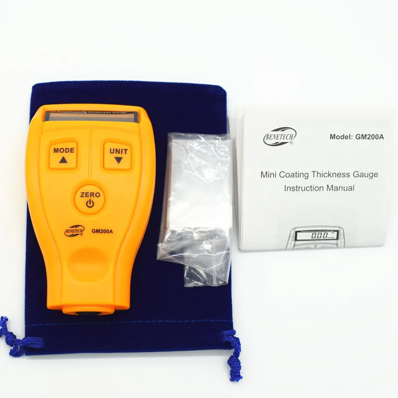 10pcs Оригинальный GM200A Цифровой ЖК-дисплей Толщиномер Толщиномер Автомобильные краски Толщиномер Автоматический толщиномер
