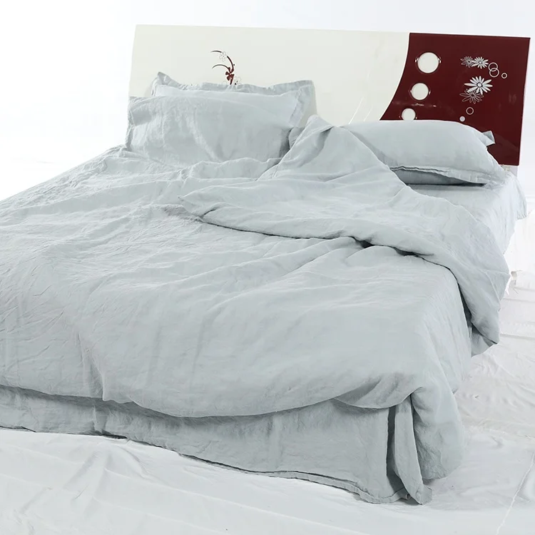 Vintage washed French linen bed set stone washed linen bedsheets