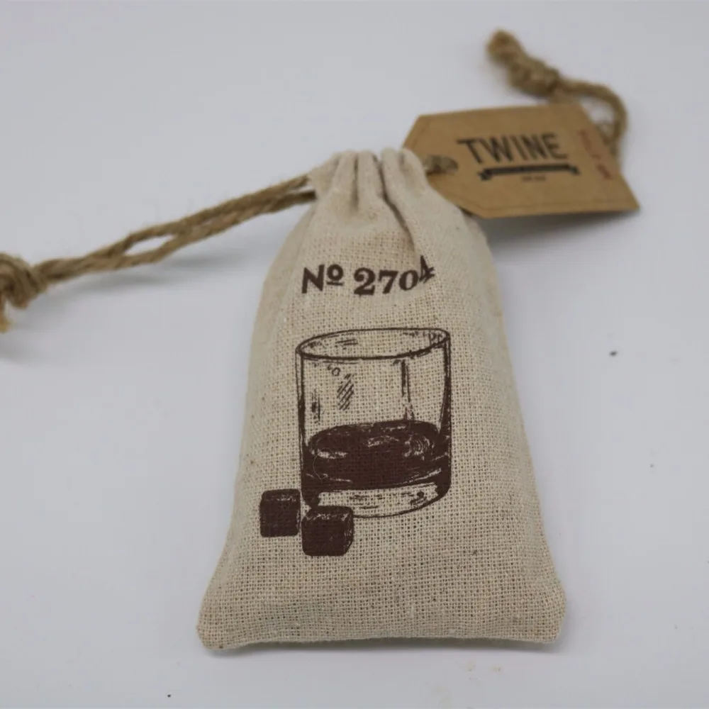 Wholesale Supply Natural Small Drawstring Gift Wenwan Buddha Beads Tea Cup Storage Packaging Linen Bag With Custom Logo and Tag