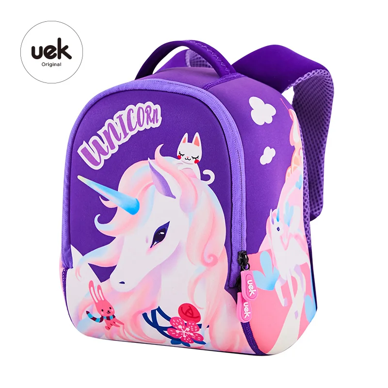 UEK Kids New Design Waterproof Girls Unicorn child backpack bag kids school bag cartoon