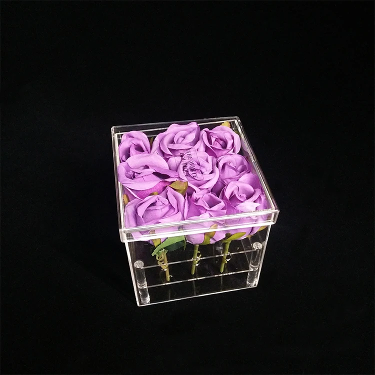 Waterproof Round Clear Acrylic 16 Rose Flower Box