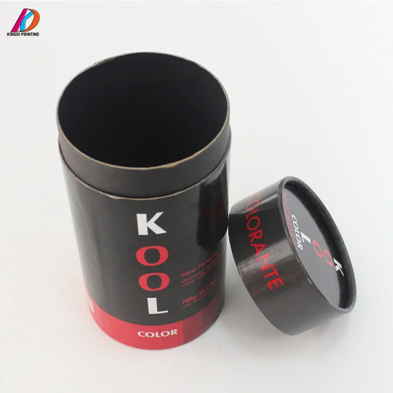 Black Round Paper Tube Packaging Cylinder box with Glossy Lamination