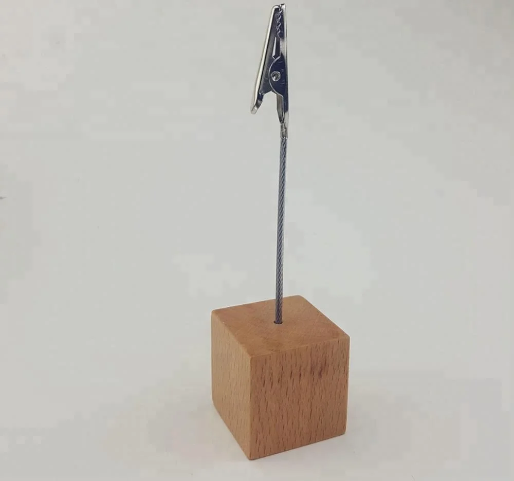 Wood Memo Clip Holders ,Photo Clip Holder Wooden Cube Stand Memo Clips