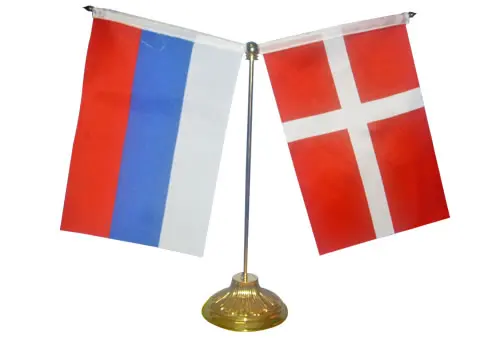 Two Flags Desk Table Top Rectangle National Country Flag Metal or Plastic Pole Stand for Christmas Business Office Decoration