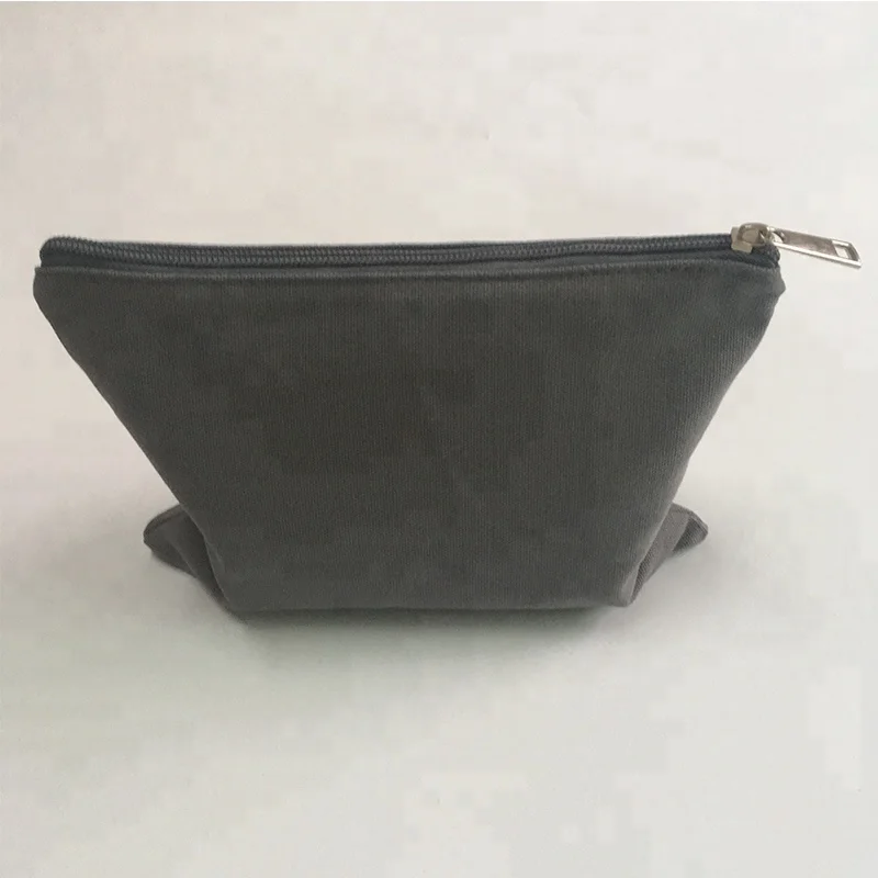 9*7 inch grey canvas zipper pouch bag, gray cotton pouch / canvas make-up bag, small cotton pouch