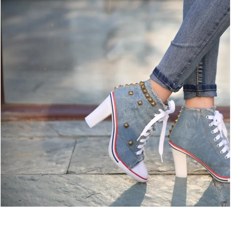 Popular Canvas High Heel  Sports Running Sneakers for Women