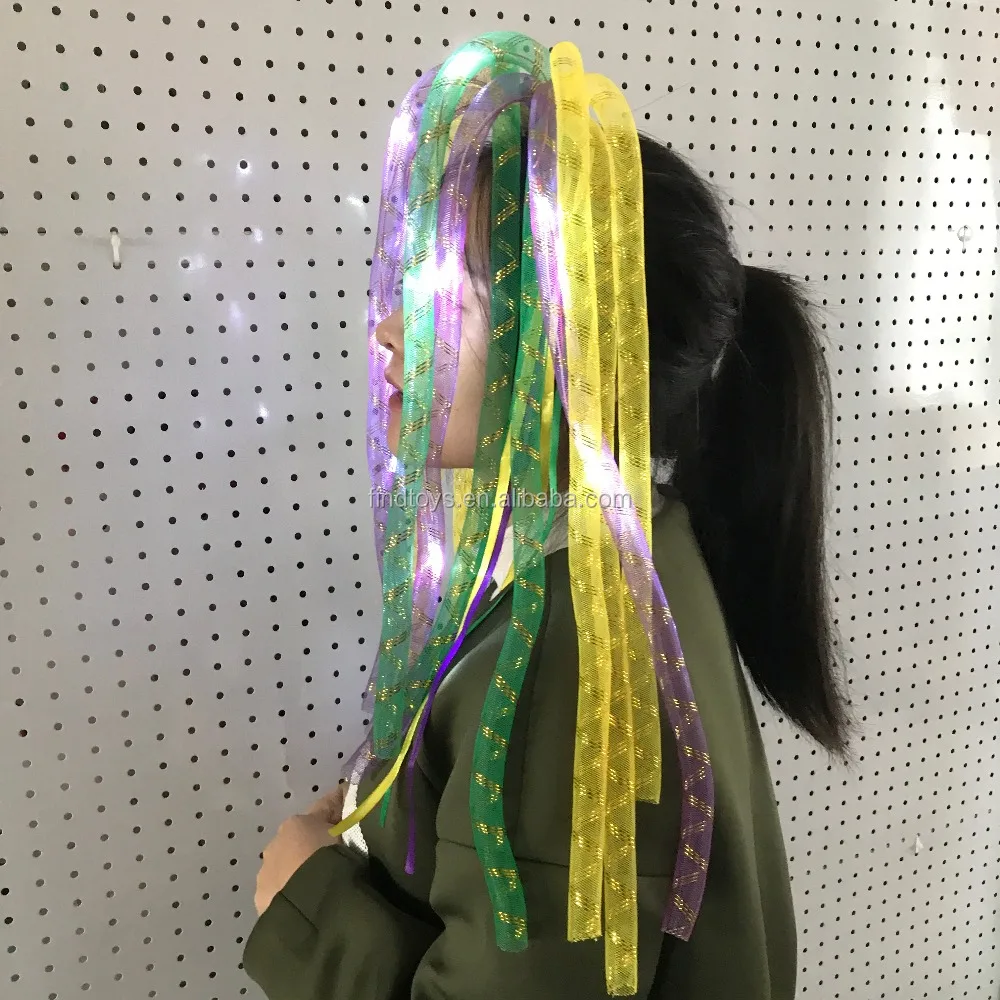 Findtoys led noodle headband glow in the dark hairhoop for Mardi Gras party supply