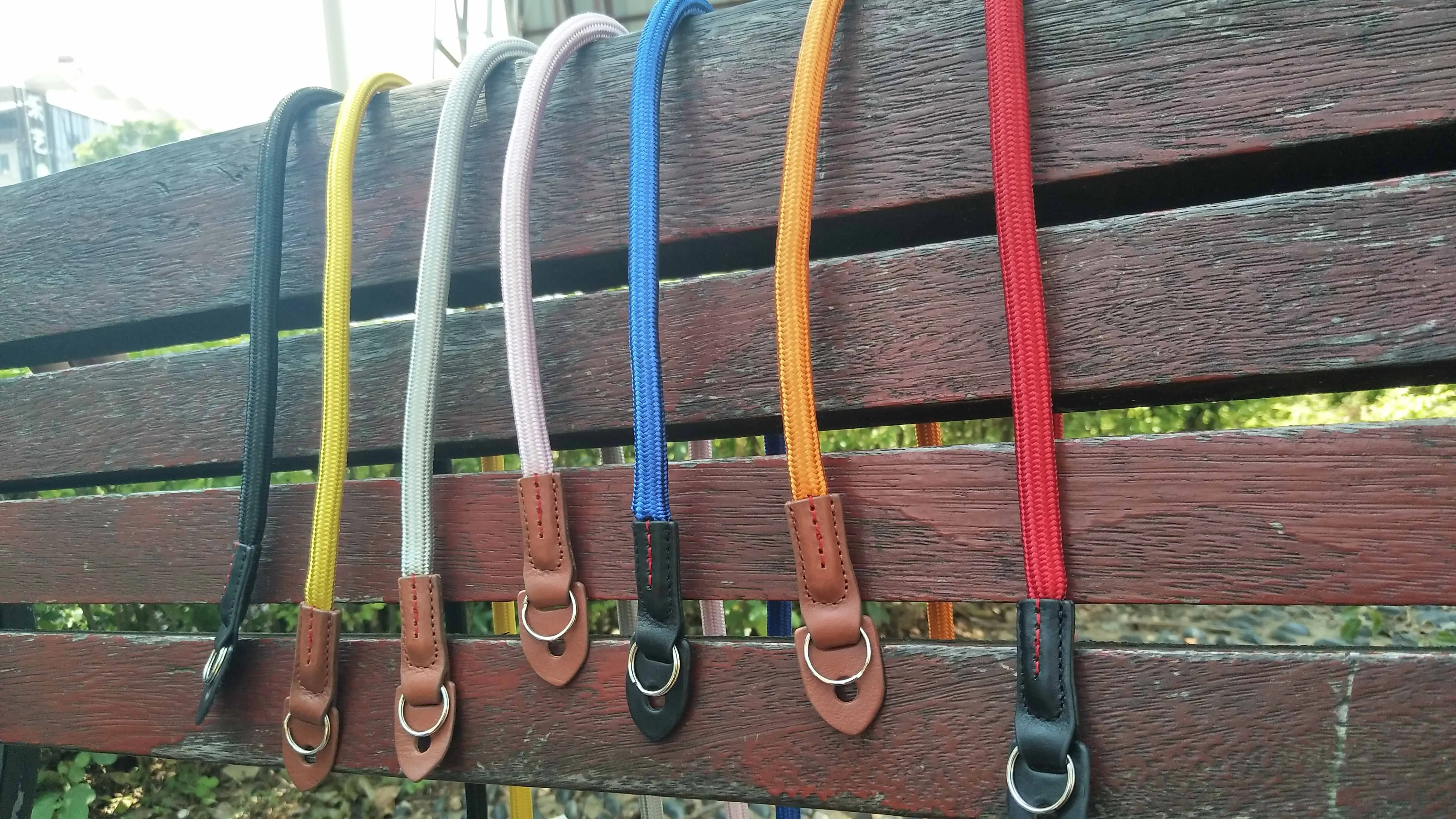 Wholesale Factory Price Custom 100cm Blank Long Neck Nylon Camera Rope Strap With Genuine Leather Ends