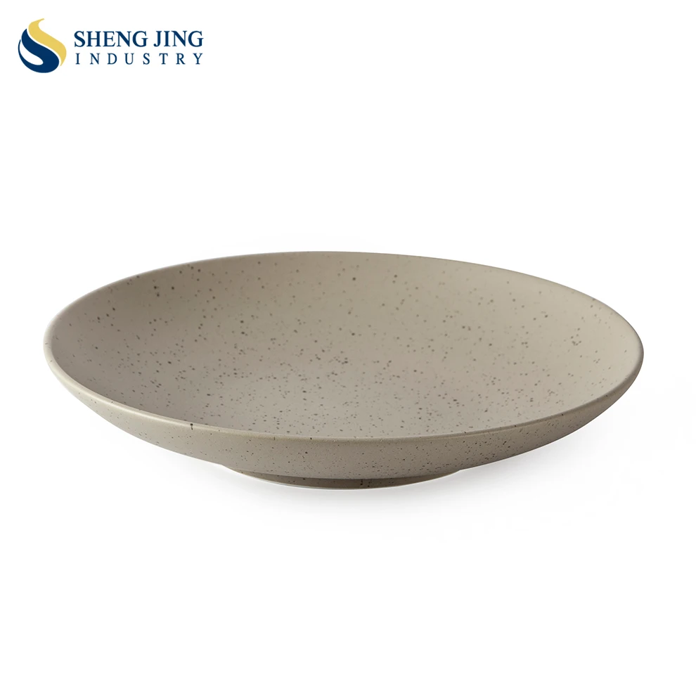 Shengjing Nordic Style Round Brown Ceramic Glaze Chinaware Porcelain Restaurant Tableware Dinner Plate For Restaurant and Party