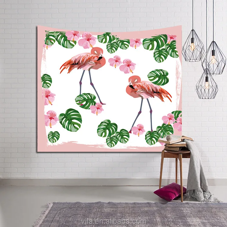 2017 3D Print Stylish Pattern Palm Leaves Flamingo Bedroom Living Room Wall Hanging Tapestry
