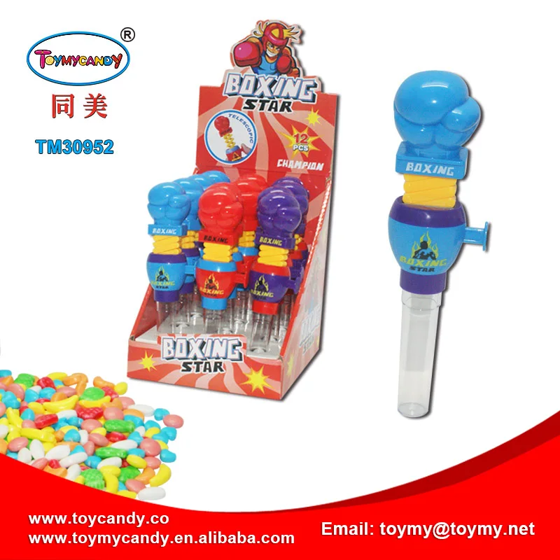 Candy toy 2018 best selling stick toy plastic fist boxing toy promotion popular in russian and arab country