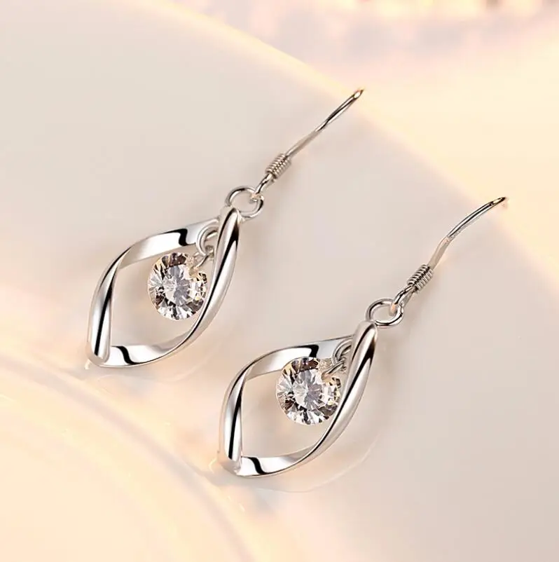 Hot Selling Zircon Earring Sterling Silver Plated New Korea Style Ear Hook Fashion Jewelry