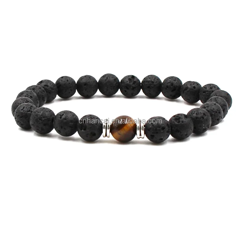 New 7 Chakra Bracelet Men Black Lava Healing Balance Beads Reiki Buddha Prayer Tiger Eye Natural Stone Yoga Bracelet For Women