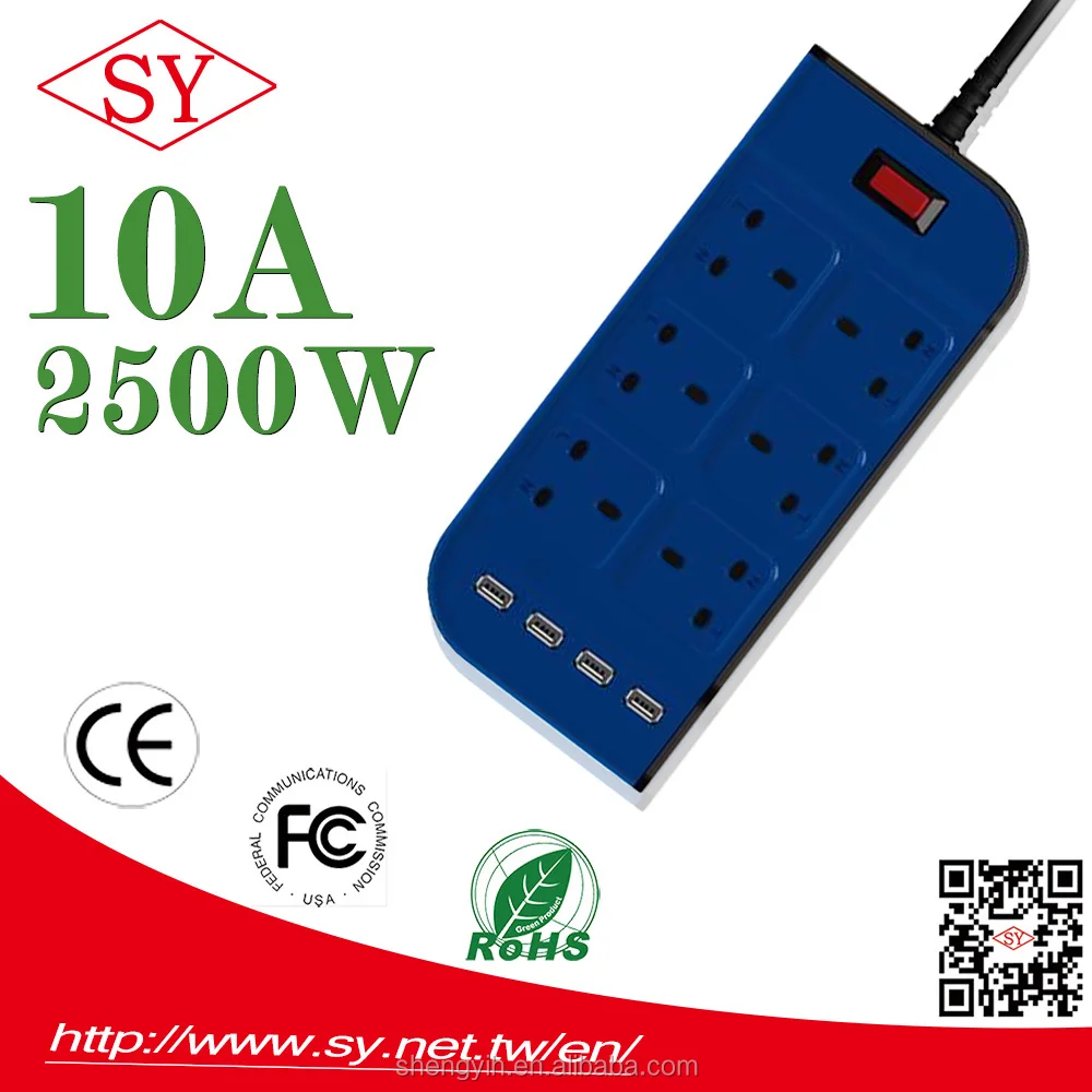 2015 SY 10A гибкая оправа расширение, расширение гнездо, 6-Outlet сетевой фильтр