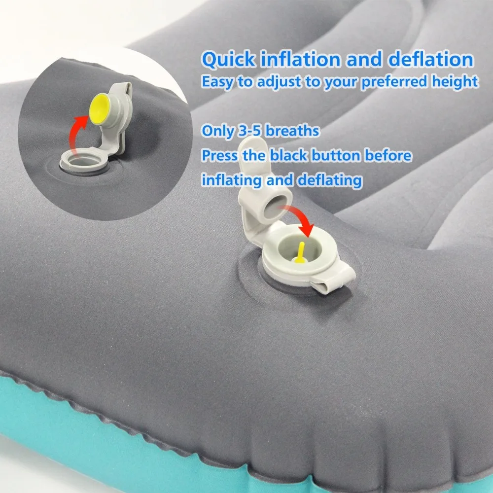 Woqi Inflatable Camping UltraLight Travel Pillow for Neck & Lumbar Support,Compressible, Compact, Comfortable