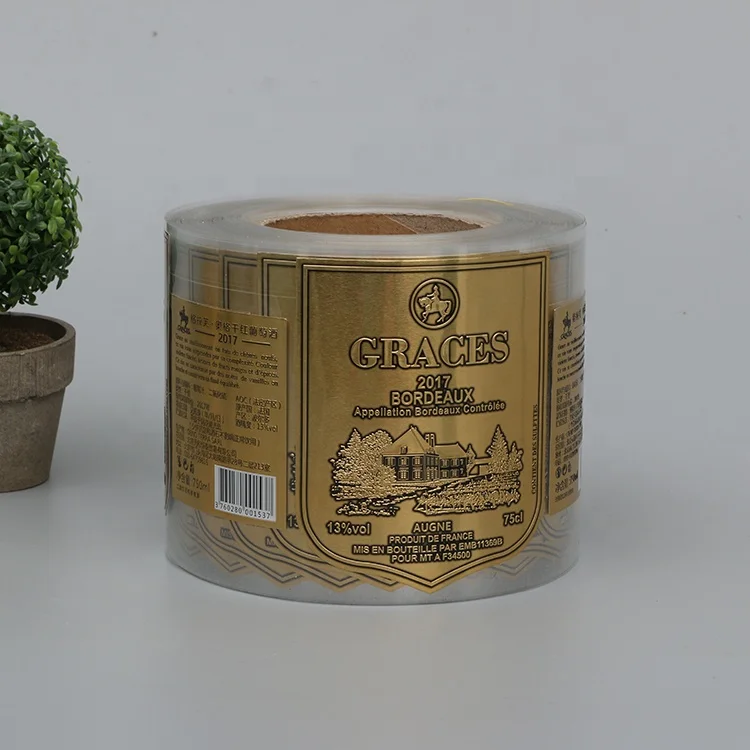 Custom Printing Self Adhesive Aluminum Metal Sticker Red Wine Perfume Bottle Labels