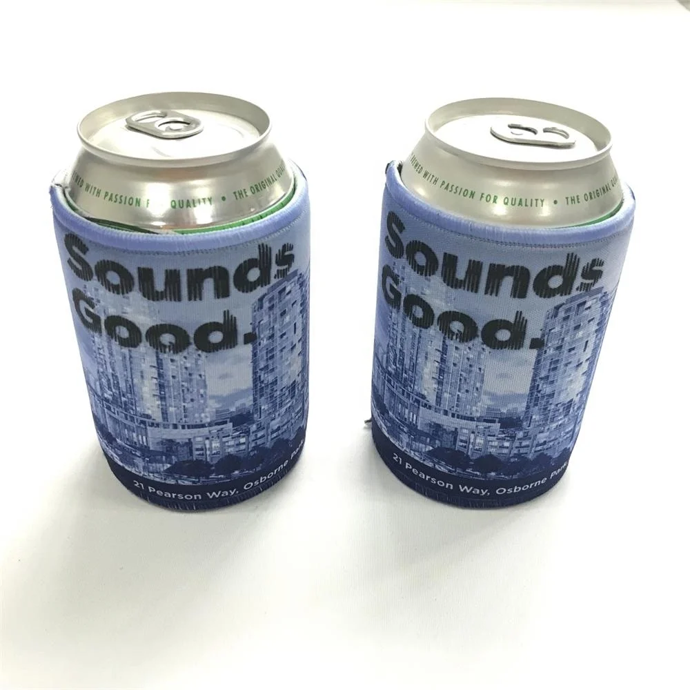 Full color sublimation with overlock stitched neoprene can holder beer can cooler holder