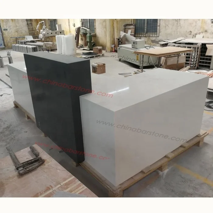 Custom Made Wood Acrylic Marble Countertop Modern Style Front Hotel Reception Desks White Design