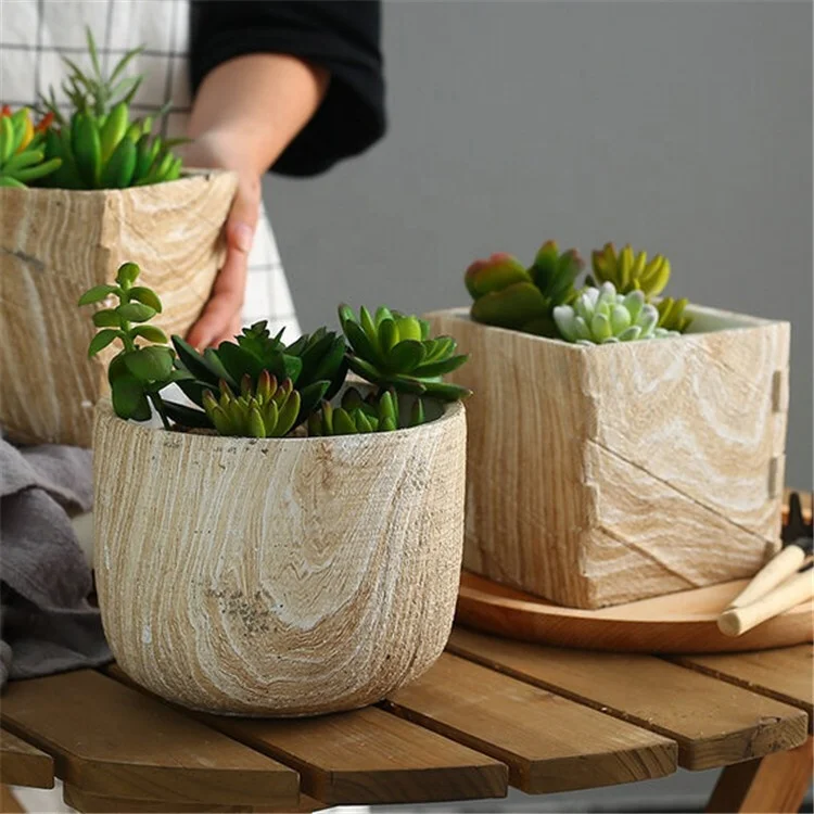 2019 new design home decor succulent plants wooden flower pot indoor outdoor molds for concrete planters