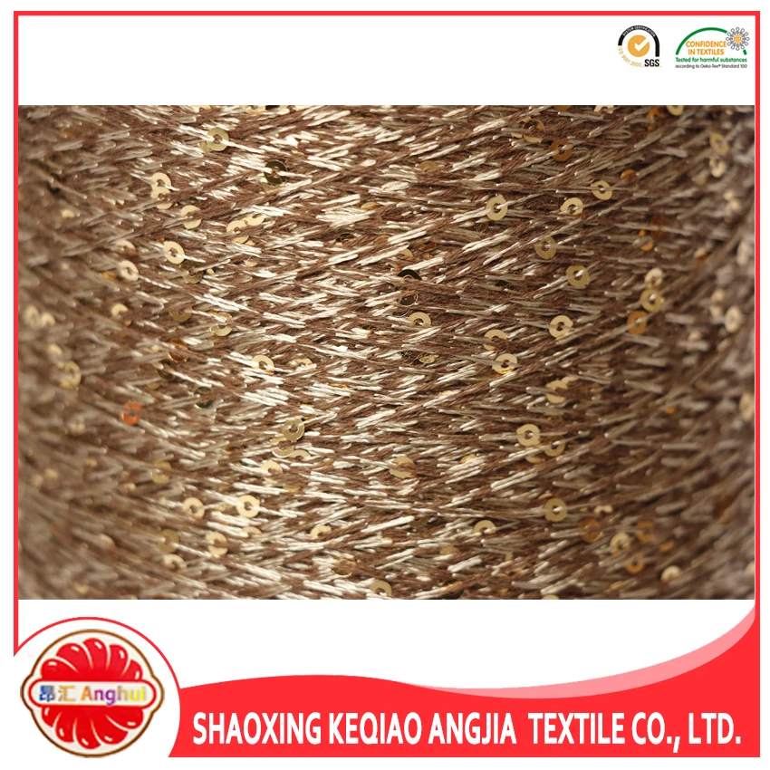 
Supplied by the gold medal supplier brushed spangle cotton yarn of sequins 
