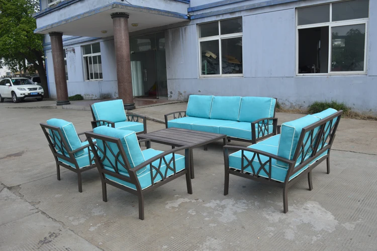 Uplion Plastic wood frame garden rattan sofa set with cushion