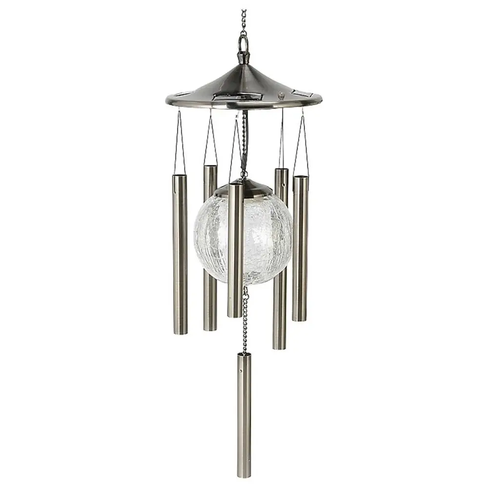 Solar powered color changing hanging wind chime light lantern garden