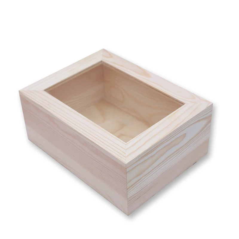 Beautiful natural wood clear top lid chakra wooden gift box