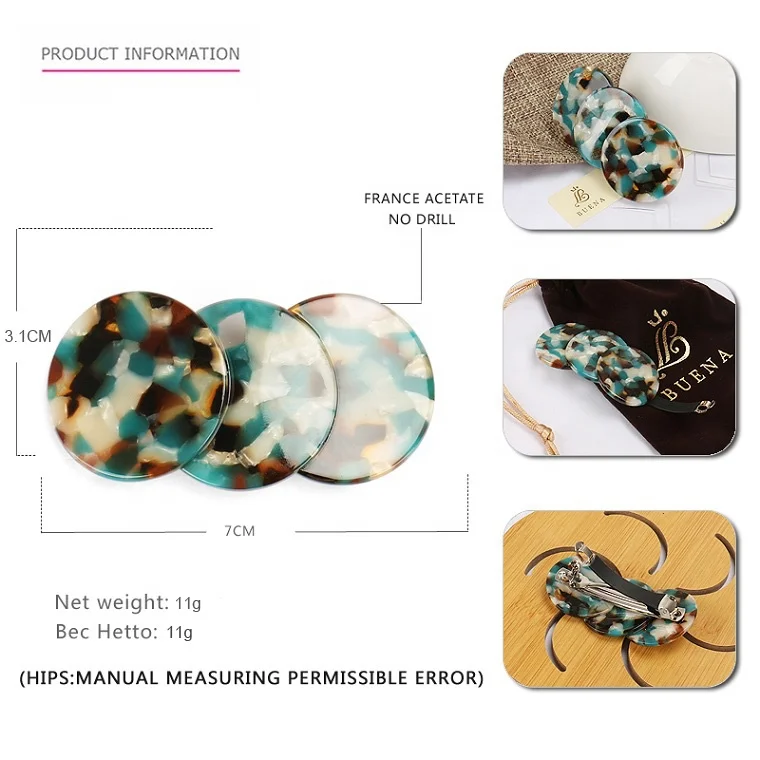 New Fashion Round Hair Barrette Interesting Three Circles Hair Clip French Acetate Hair Jewelry