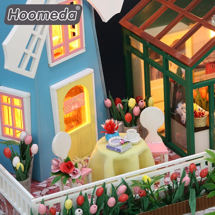 Beautiful dream house miniature diy flower doll house with music
