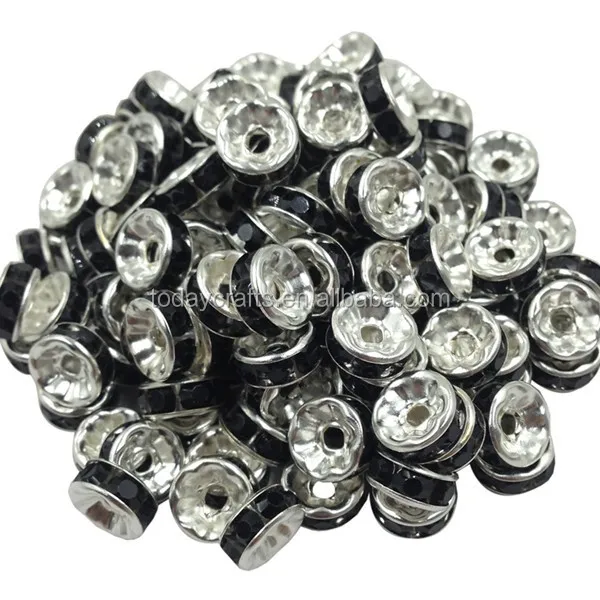 6MM Mixed Crystal Spacer Metal Silver Plated Flat Rondelle Crystal Rhinestone Loose Spacer Beads For DIY Jewelry Making