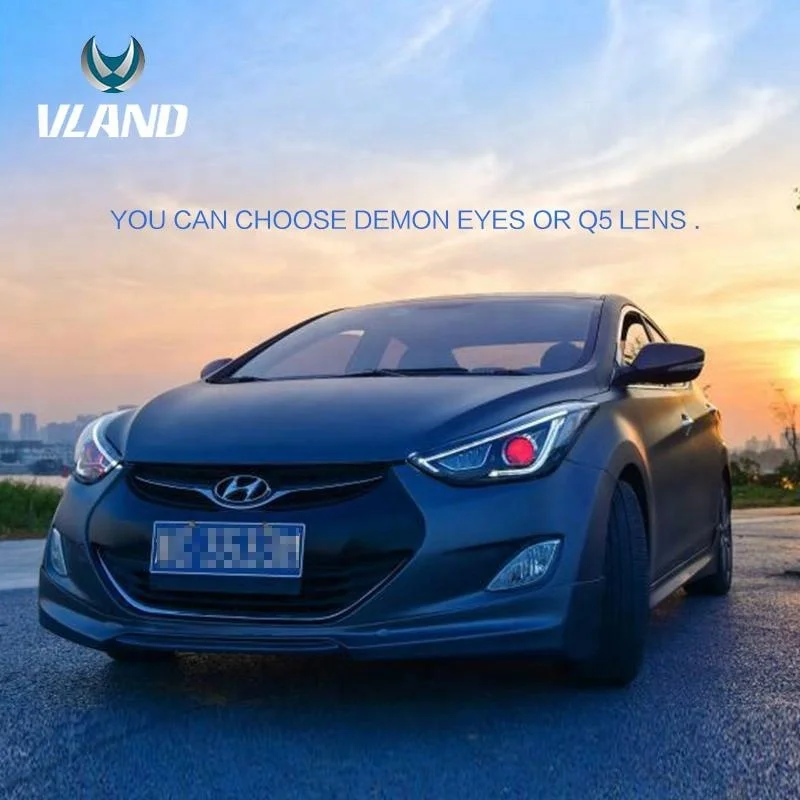 Vland factory manufacture For 2012-UP Elantra LED Headlights Avante Front Lamp Assembly Modification