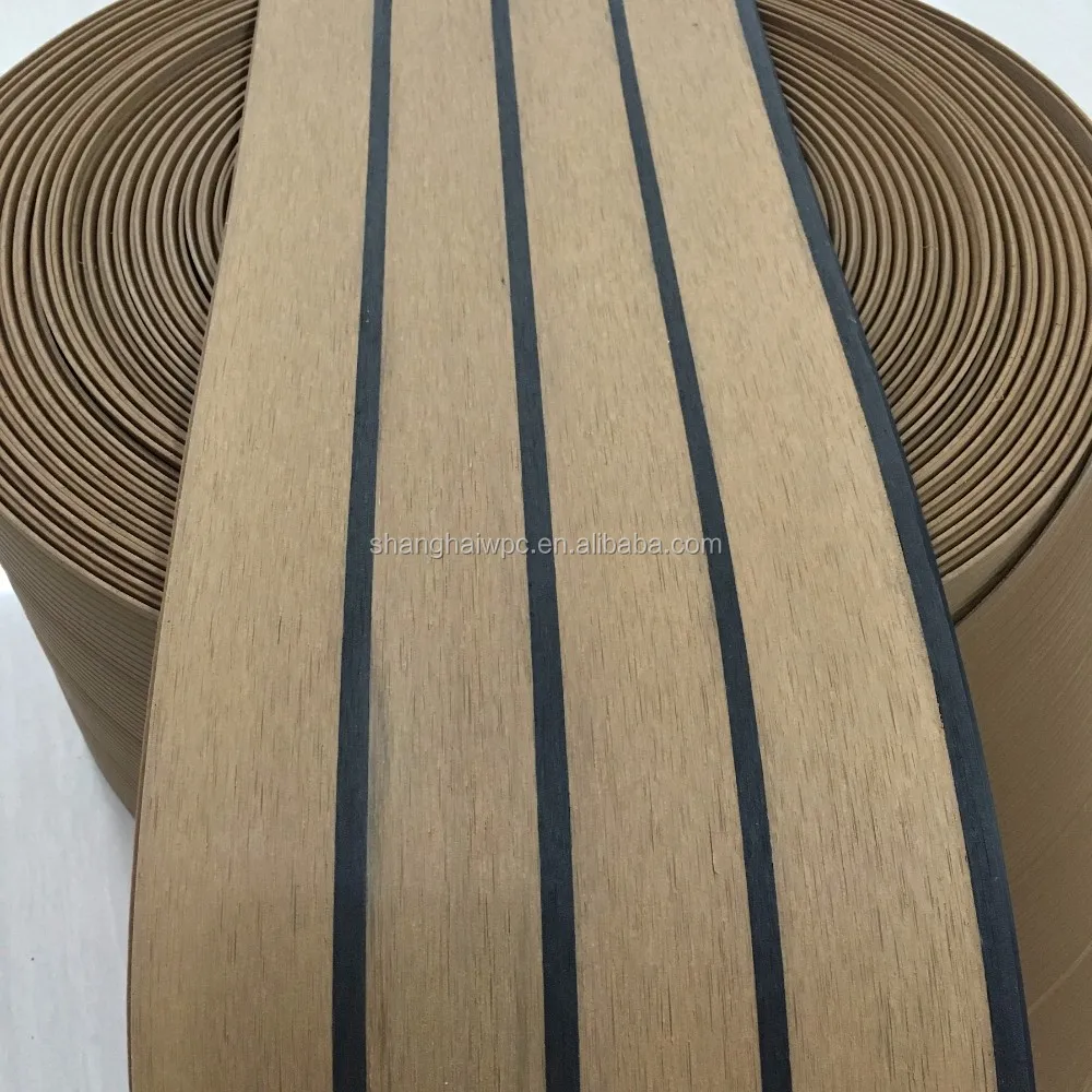 sanding pvc soft flooring for boat with black stripe