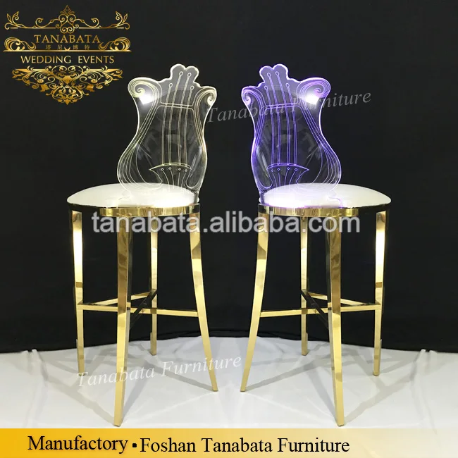 
illuminate acrylic guitar-shape carve bar stool glowing bar chair in foshan 