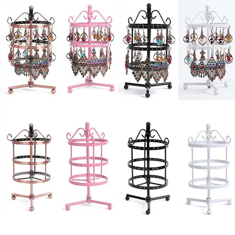 
Factory supply cheap creative earring holder hanging jewelry display metal revolving jewellery holder 