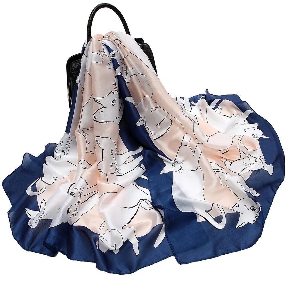 Шелковый шарф с цифровым принтом, индивидуальный дизайн