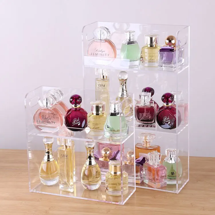 3 Layer Clear Counter Acrylic Display Stand For Perfume Bottle