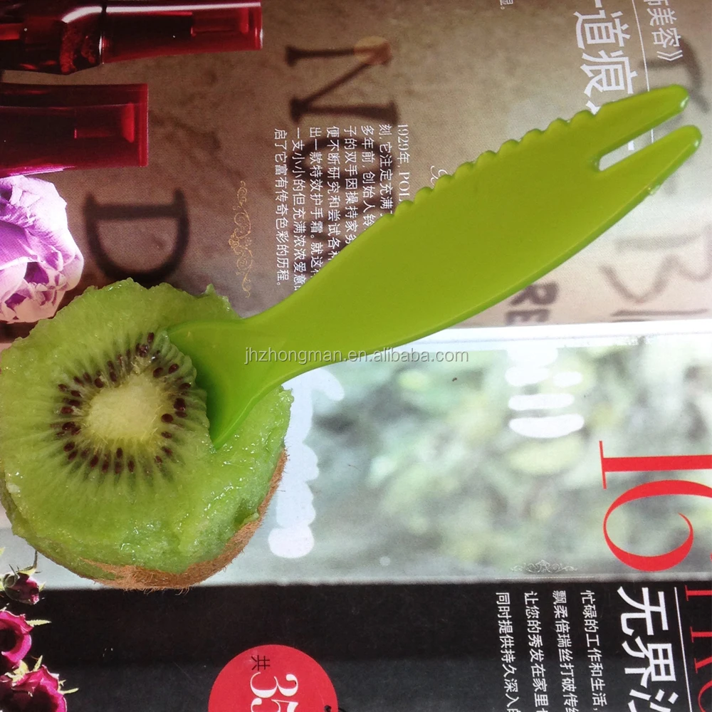 Multi-function custom logo cheap environment-friendly plastic kiwi fruit spoon