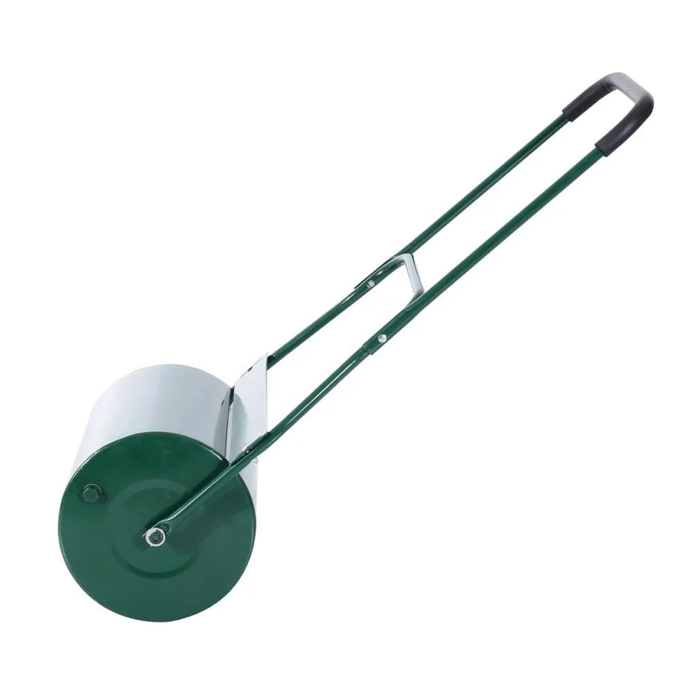 
40L Lawn Roller Drum Scraper Bar Collapsible Handle Water or Sand Filled 32cm Green Garden tools cart 