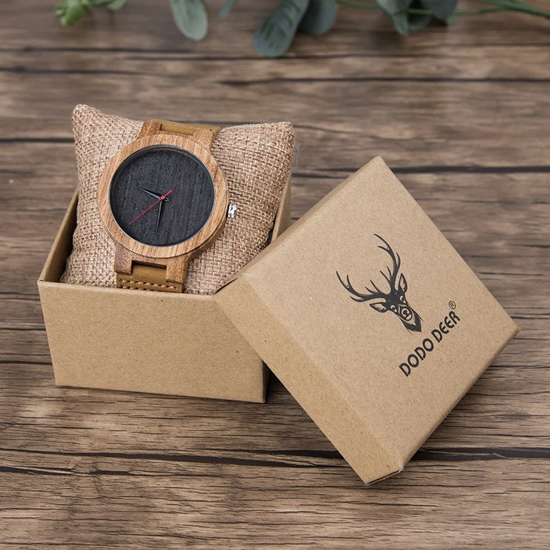 DODO DEER Wooden Watches Quartz Men Women Brown Leather Strap Watch Custom Couple Watches Drop Shipping Natural OEM Japan Casual