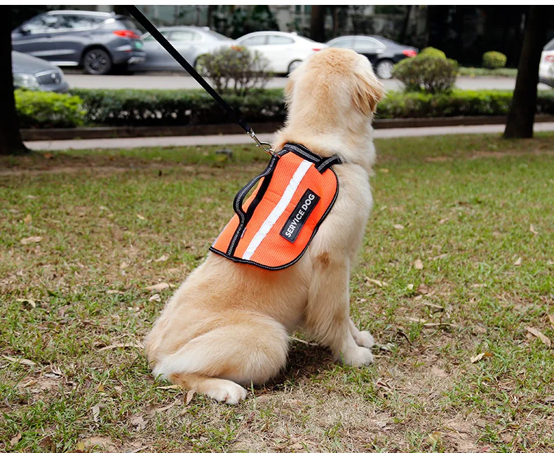 Reflecting Service Dog Vest Dog Harness with Handle and 2 Free Removable Patches