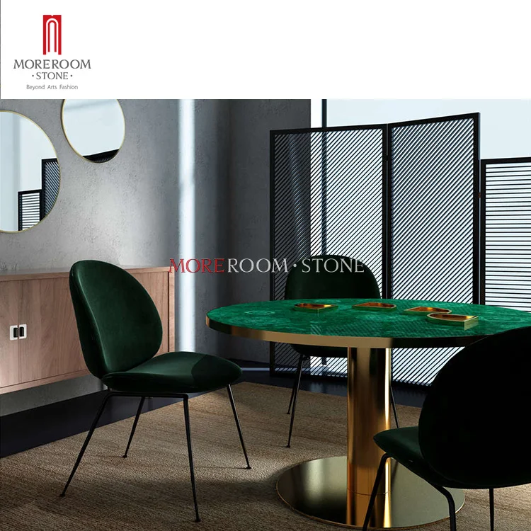 Gem Stone Furniture Round Malachite Countertop Dining Table Top