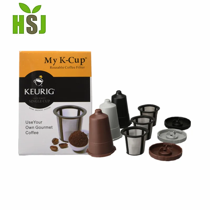 Многоразовый кофейный фильтр золотистого цвета, наборы маленьких и цветных фильтров k-cup