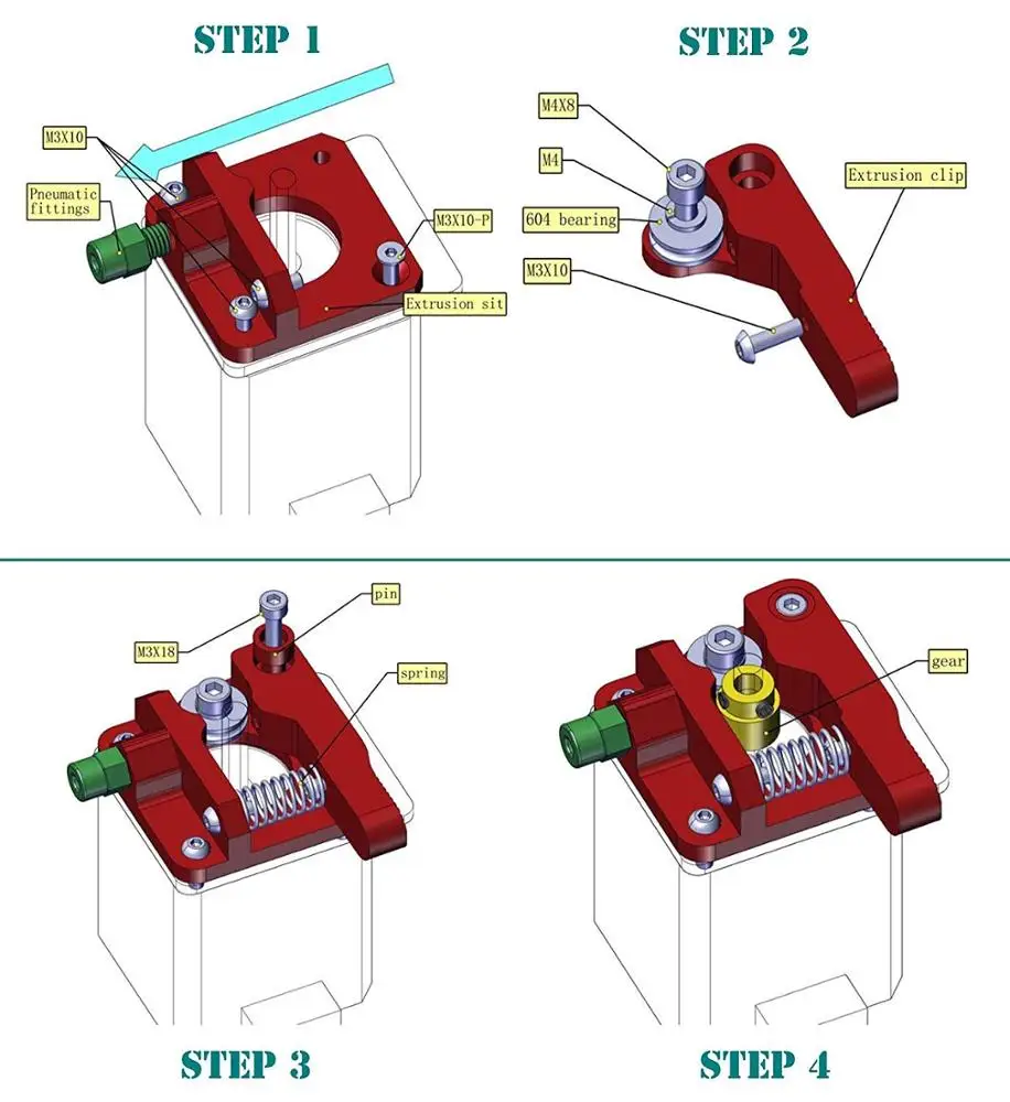 
GIULY Upgraded Aluminum MK8 Extruder Drive Feed for Ender 3/3Pro CR-10, CR-10S, CR-10 S4, CR-10 S5 3D Printer Parts 