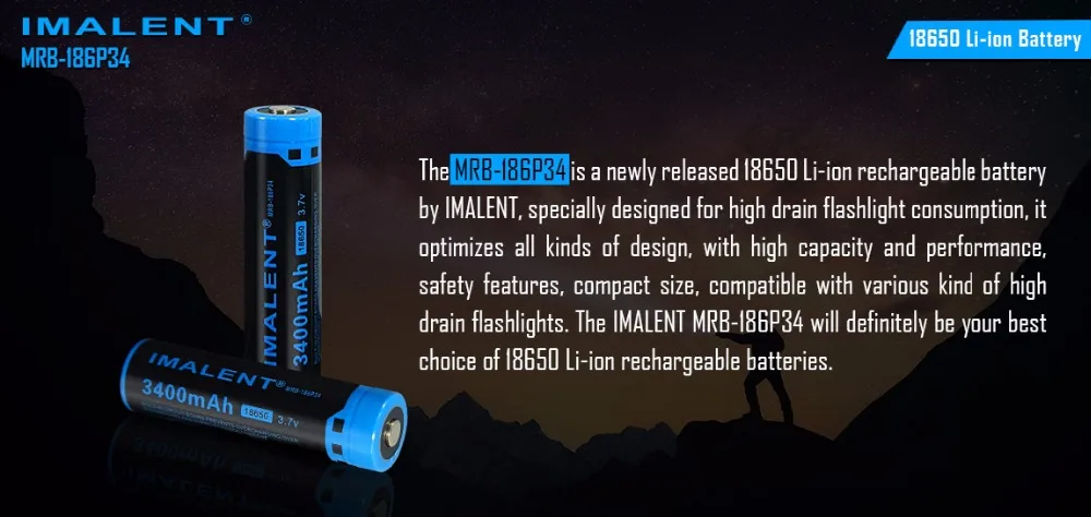 IMALENT 18650 Li-ion Battery Rechargeable Battery 3400mAh